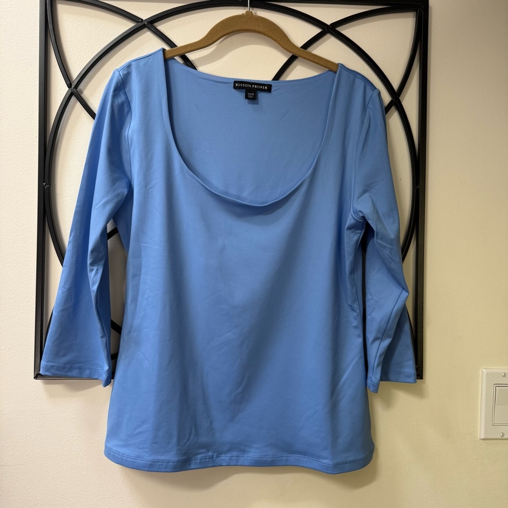 Boston Proper Sky Blue 3/4 Sleeve Top